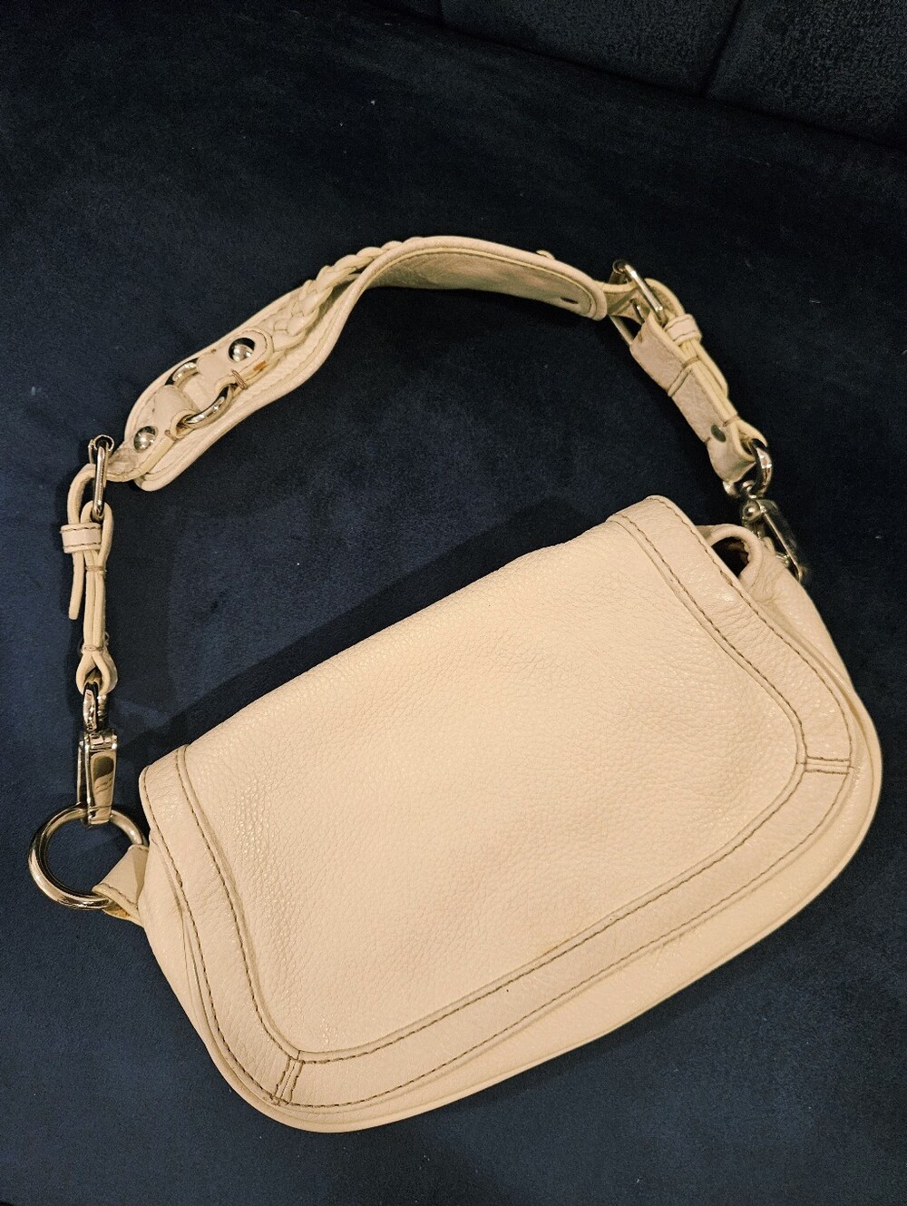 Banana Republic Cream Pebble Leagher Braided Strap Purse